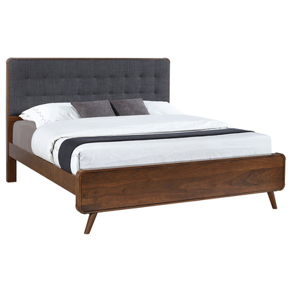 Lixue Wood Eastern King Panel Bed Dark WalnutDark Walnut