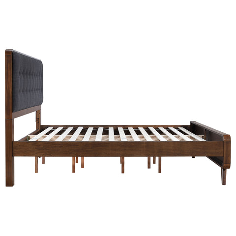 Lixue Wood Eastern King Panel Bed Dark WalnutDark Walnut