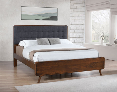 Lixue Wood California King Panel Bed Dark WalnutDark Walnut