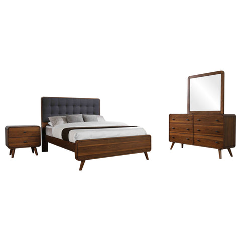Lixue 4-piece Queen Bedroom Set Dark WalnutDark Walnut