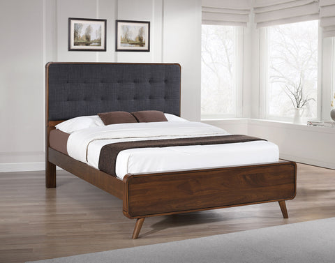 Lixue Wood Queen Panel Bed Dark WalnutDark Walnut