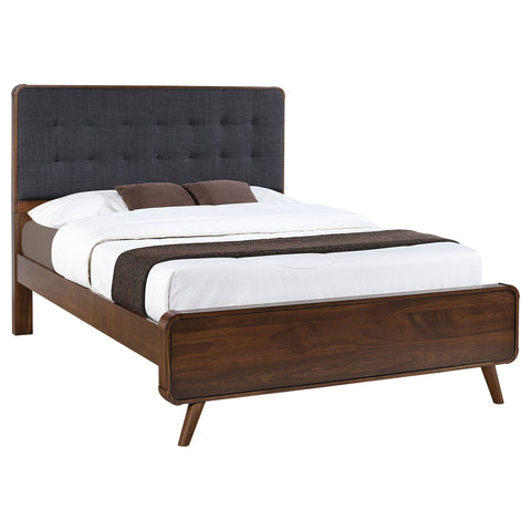 Lixue Wood Queen Panel Bed Dark WalnutDark Walnut