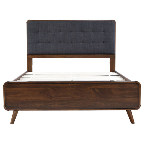 Lixue Wood Queen Panel Bed Dark WalnutDark Walnut