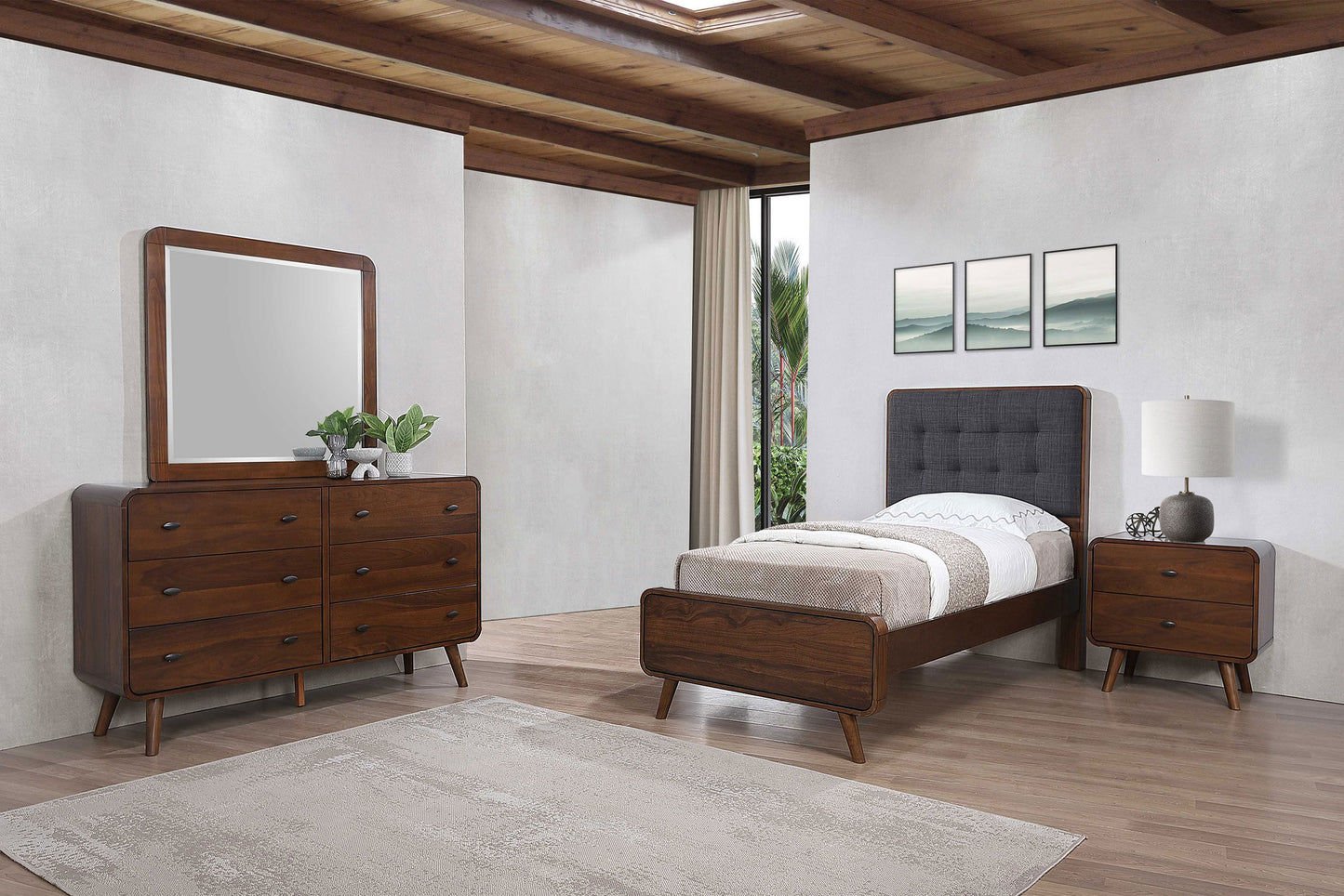 yamileth 4-piece twin bedroom set dark walnut