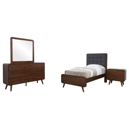 Yamileth 4-piece Twin Bedroom Set Dark Walnut