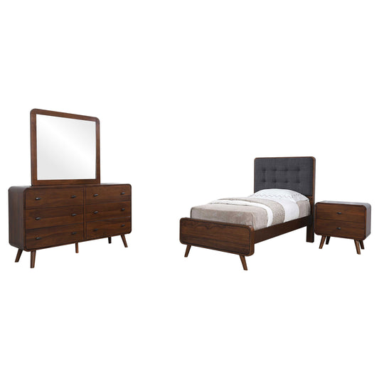 Yamileth 4-piece Twin Bedroom Set Dark Walnut