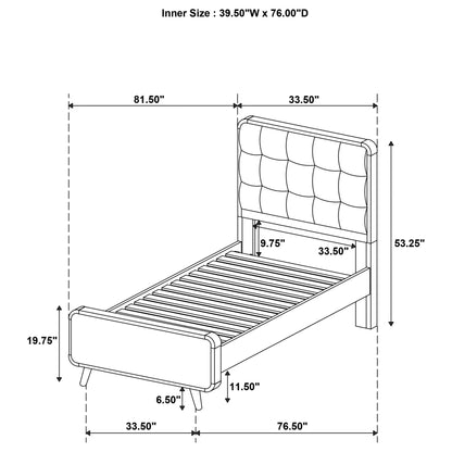 Yamileth 4-piece Twin Bedroom Set Dark Walnut