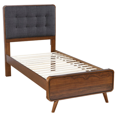 Yamileth Wood Twin Platform Bed Dark Walnut