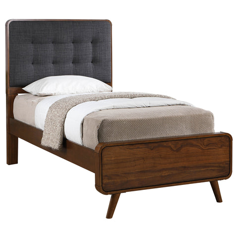 Yamileth Wood Twin Platform Bed Dark Walnut