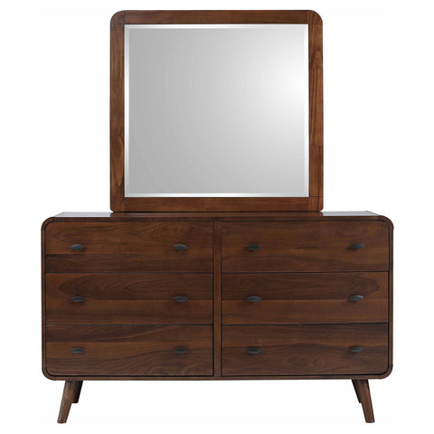 Lixue 6-drawer Dresser with Mirror Dark WalnutDark Walnut