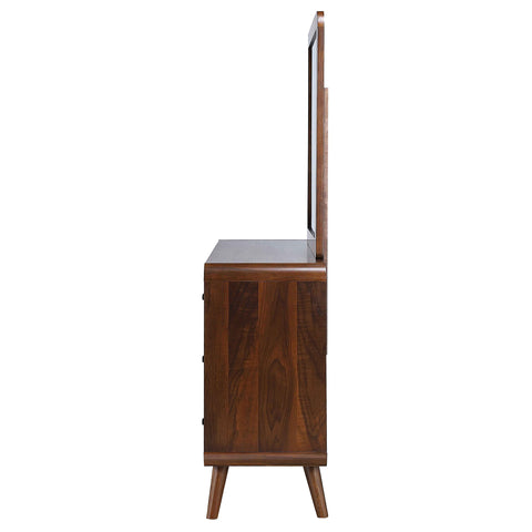 Lixue 6-drawer Dresser with Mirror Dark WalnutDark Walnut
