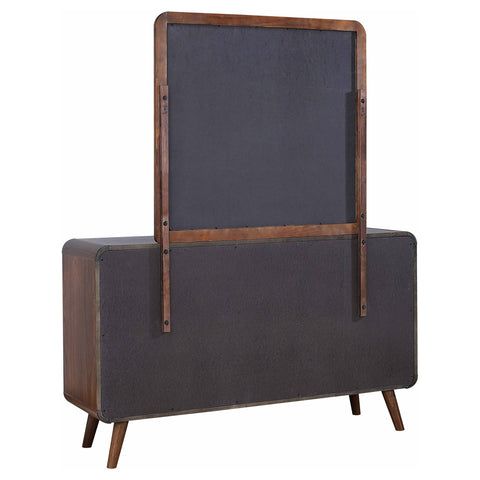 Lixue 6-drawer Dresser with Mirror Dark WalnutDark Walnut