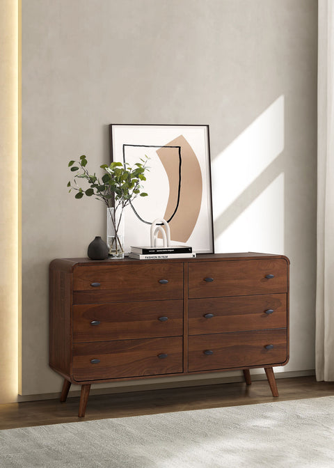 Lixue 6-drawer Dresser Dark WalnutDark Walnut