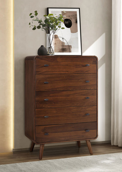 Lixue 5-drawer Bedroom Chest Dark WalnutDark Walnut