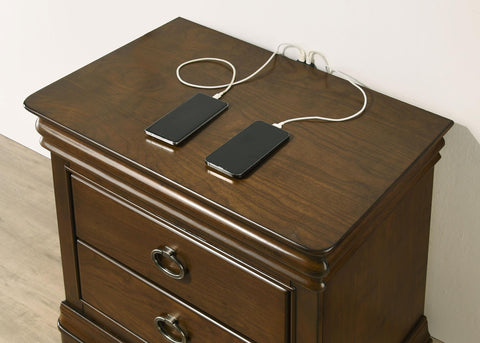 Kaelyn 2-drawer Nightstand Bedside Table Brown Cherry