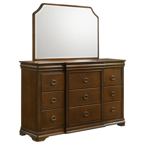 Kaelyn 9-drawer Bedroom Dresser with Mirror Brown Cherry