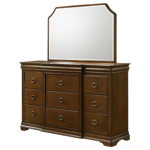 Kaelyn 9-drawer Bedroom Dresser with Mirror Brown Cherry