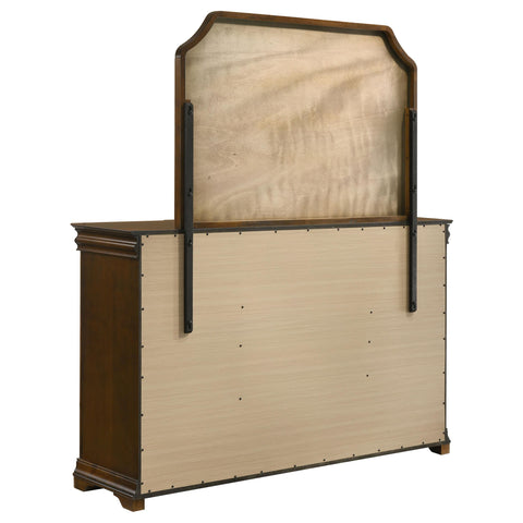 Kaelyn 9-drawer Bedroom Dresser with Mirror Brown Cherry