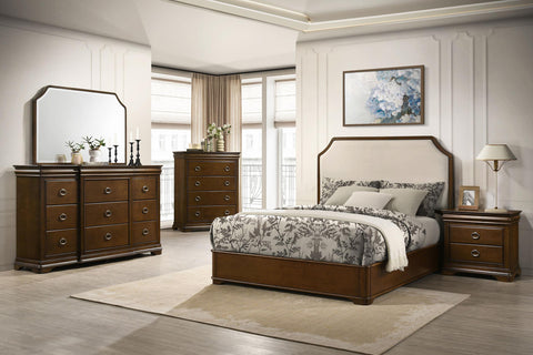 Kaelyn 9-drawer Bedroom Dresser with Mirror Brown Cherry