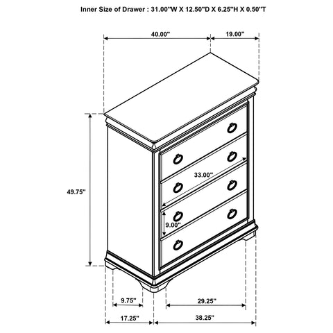 Kaelyn 4-drawer Bedroom Chest of Drawers Brown Cherry