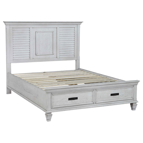 O'Malley Wood Eastern King Storage Panel Bed Distressed WhiteDistressed White