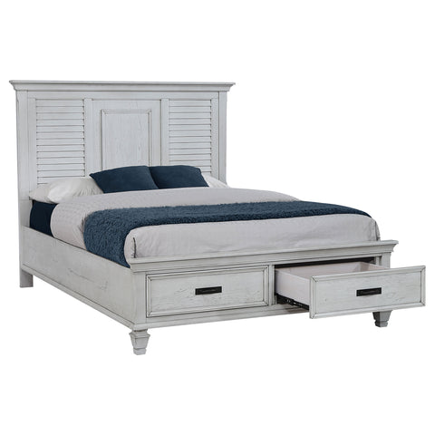 O'Malley Wood Eastern King Storage Panel Bed Distressed WhiteDistressed White