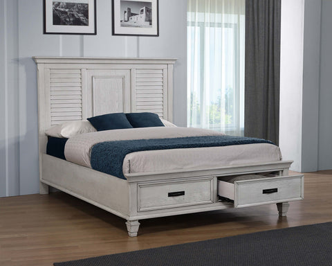 O'Malley Wood Queen Storage Panel Bed Distressed WhiteDistressed White