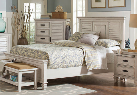 O'Malley Wood Eastern King Panel Bed Distressed WhiteDistressed White