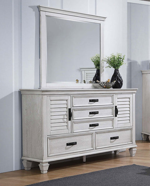 O'Malley 5-drawer Dresser with Mirror Distressed WhiteDistressed White