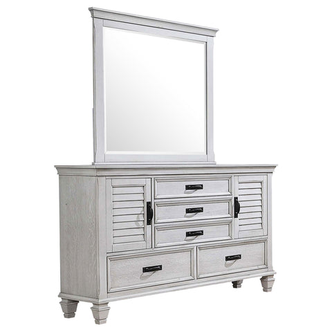 O'Malley 5-drawer Dresser with Mirror Distressed WhiteDistressed White
