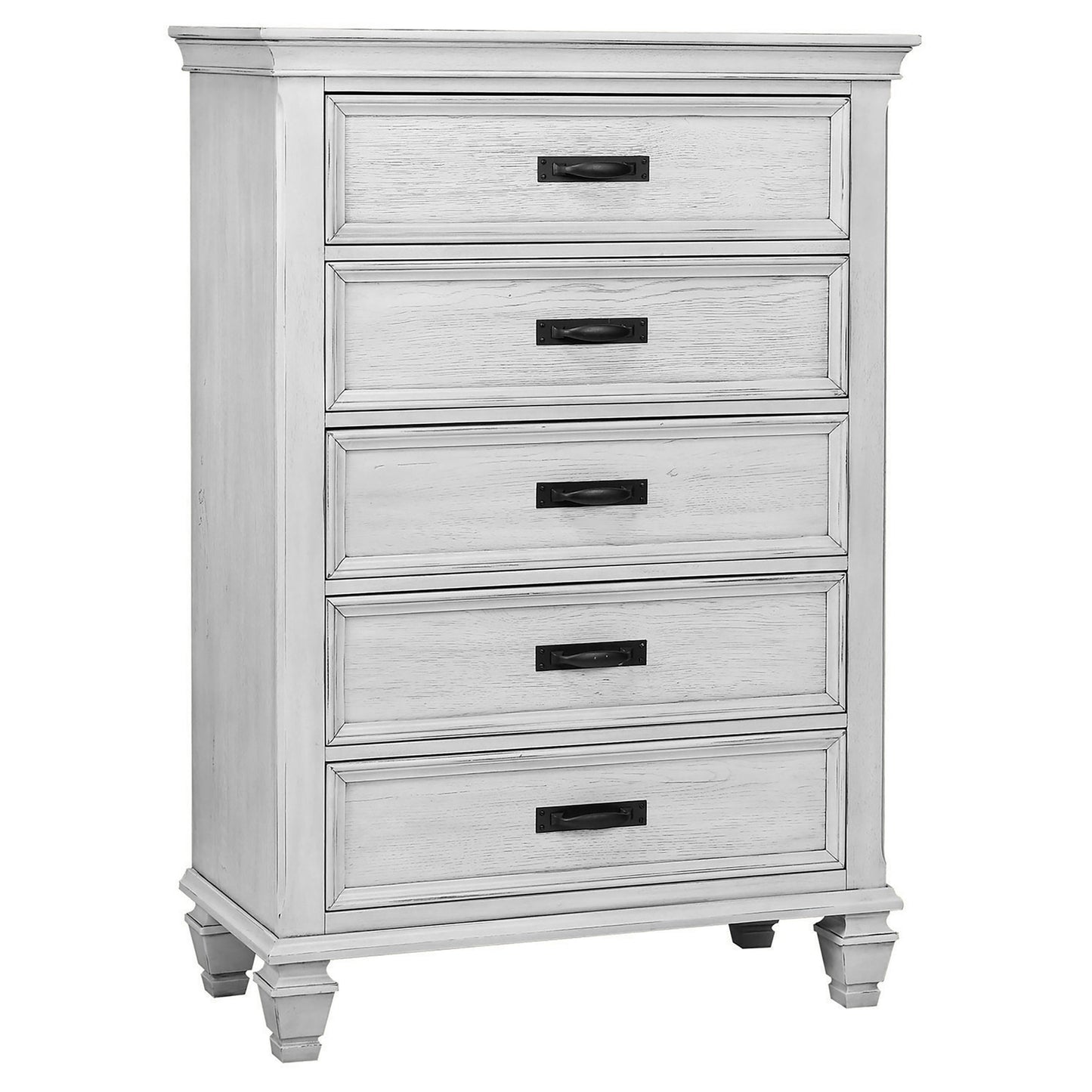 o'malley 5-drawer bedroom chest distressed whitedistressed white