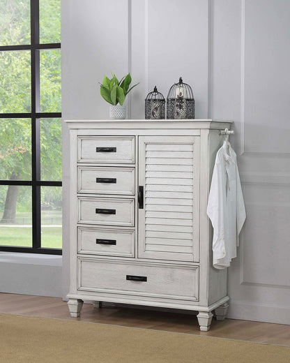 O'Malley 5-drawer Door Chest Distressed WhiteDistressed White