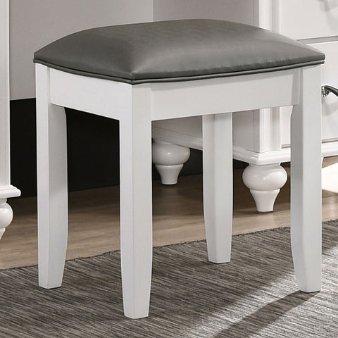 Percy Upholstered Vanity Stool Metallic and WhiteMetallic