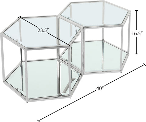Rhea Chrome Glass And Steel Coffee Table, 2-Piece