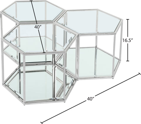 Rhea Chrome Glass And Steel Coffee Table, 3-Piece