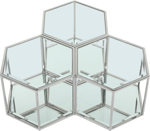 Rhea Chrome Glass And Steel Coffee Table, 3-Piece