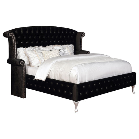 Colleen Upholstered Queen Wingback Bed BlackBlack