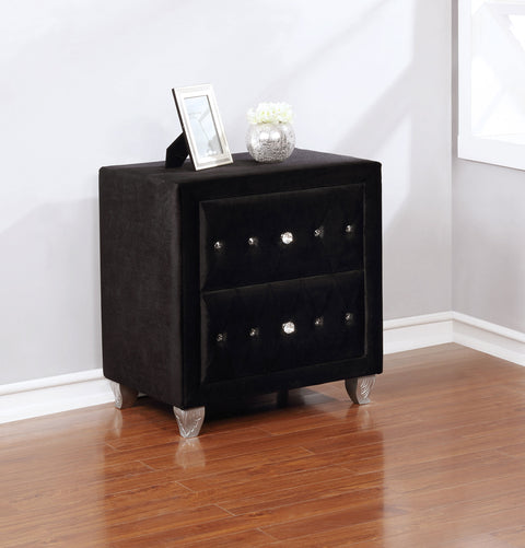 Colleen Upholstered 2-drawer Nightstand BlackBlack