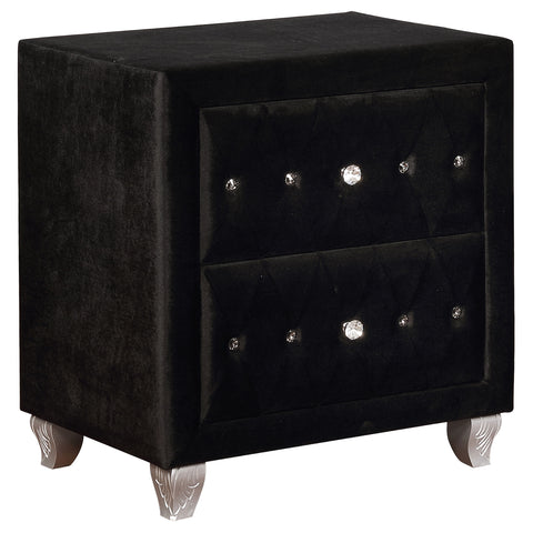 Colleen Upholstered 2-drawer Nightstand BlackBlack