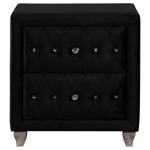 Colleen Upholstered 2-drawer Nightstand BlackBlack