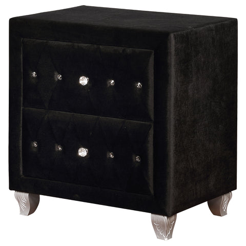 Colleen Upholstered 2-drawer Nightstand BlackBlack