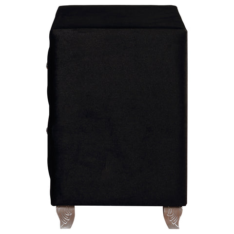Colleen Upholstered 2-drawer Nightstand BlackBlack