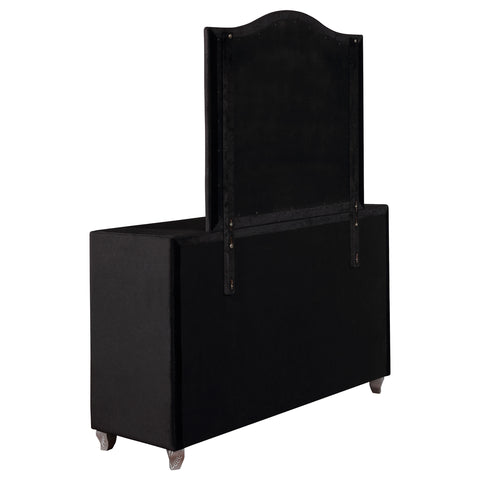 Colleen 7-drawer Upholstered Dresser with Mirror BlackBlack