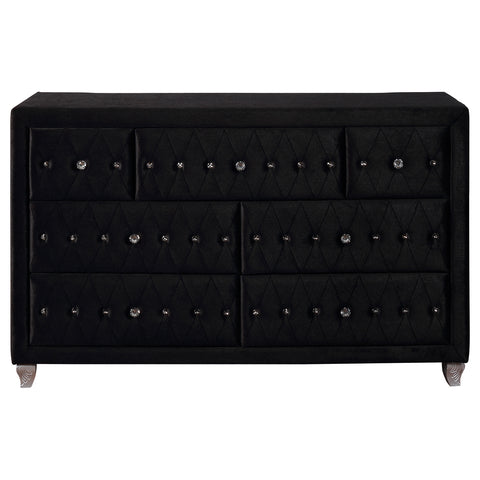 Colleen 7-drawer Upholstered Dresser BlackBlack