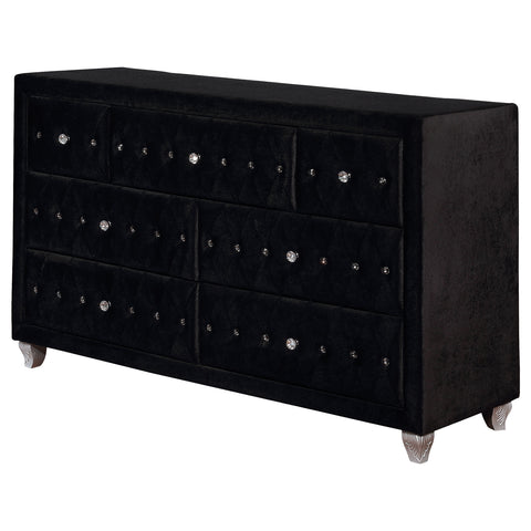 Colleen 7-drawer Upholstered Dresser BlackBlack