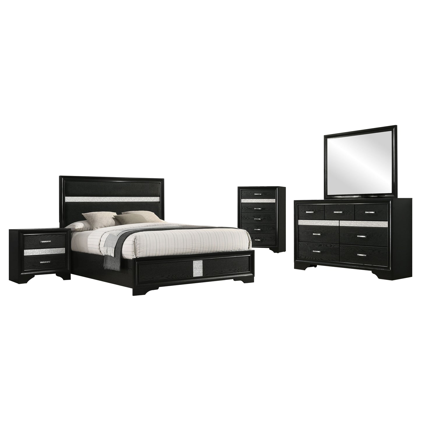 olvera 5-piece eastern king bedroom set blackblack