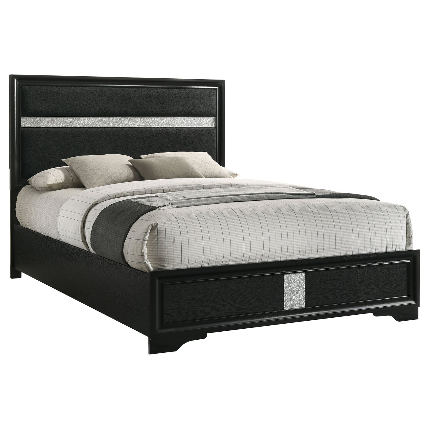 townsend 55-inch upholstered king panel bed black