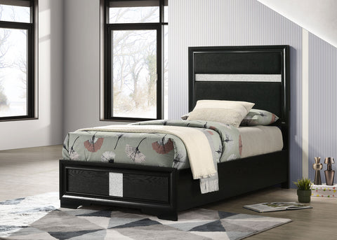 Olvera 54-inch Upholstered Twin Panel Bed BlackBlack
