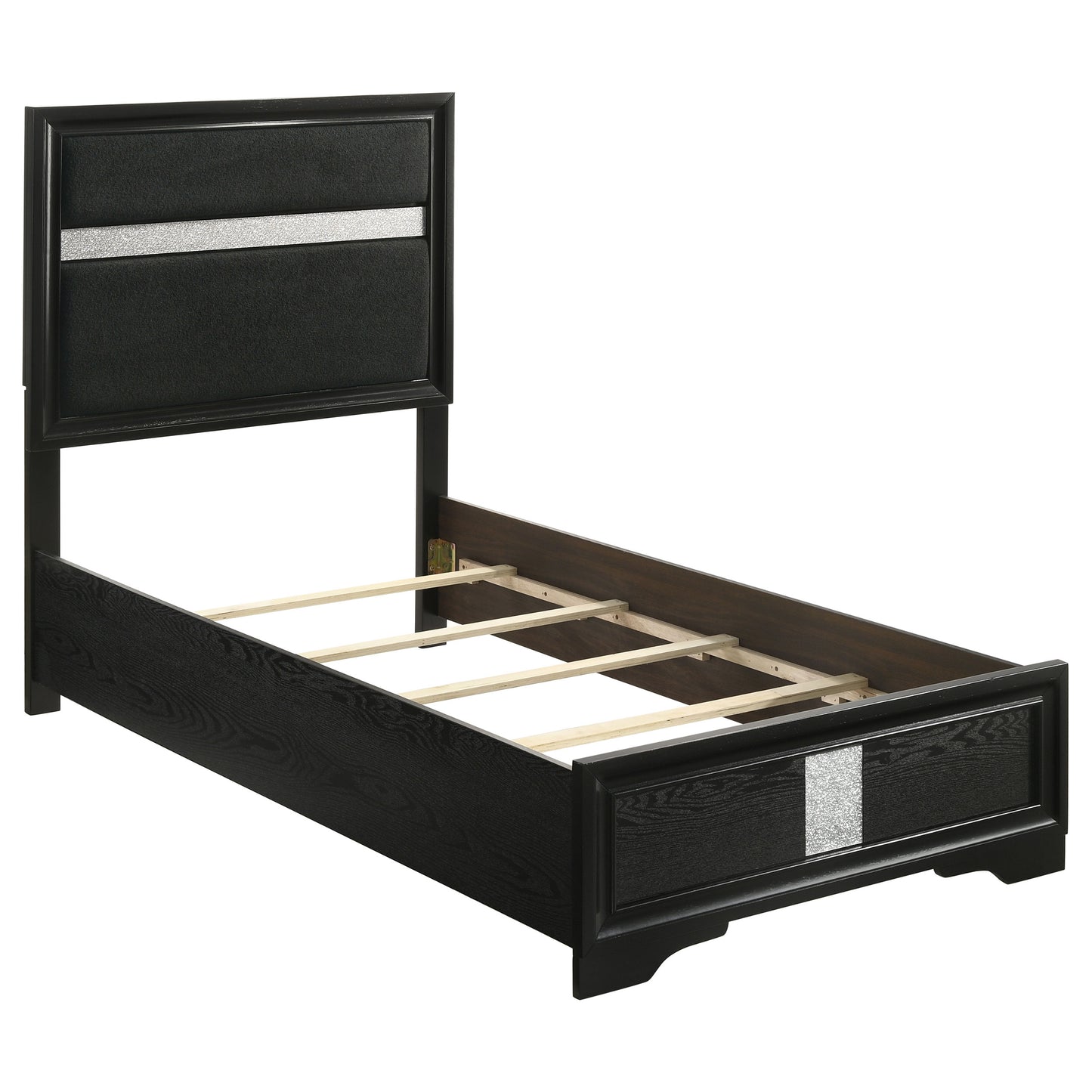 townsend 55-inch upholstered twin panel bed black