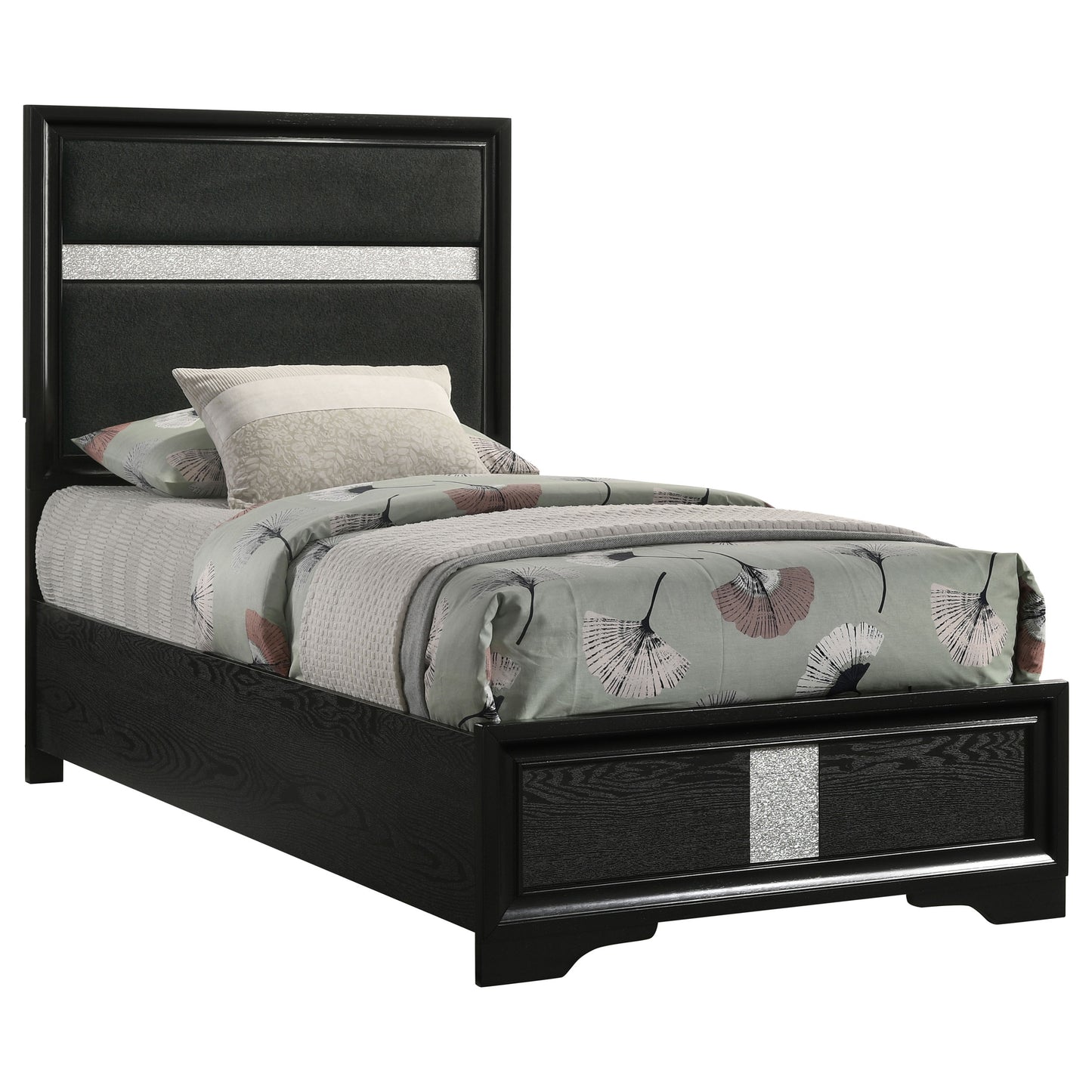 townsend 55-inch upholstered twin panel bed black